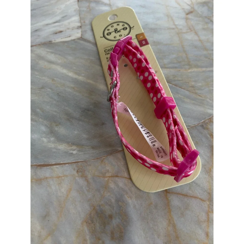 Bond & Co Pink Polka Dot Small Dog Collar Adjustable 8-12 Inch 2484977